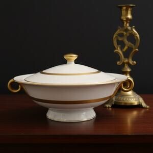 Theodore Haviland Claridge Covered Dish-Gold Trim-Serving Tureen-Vintage-China